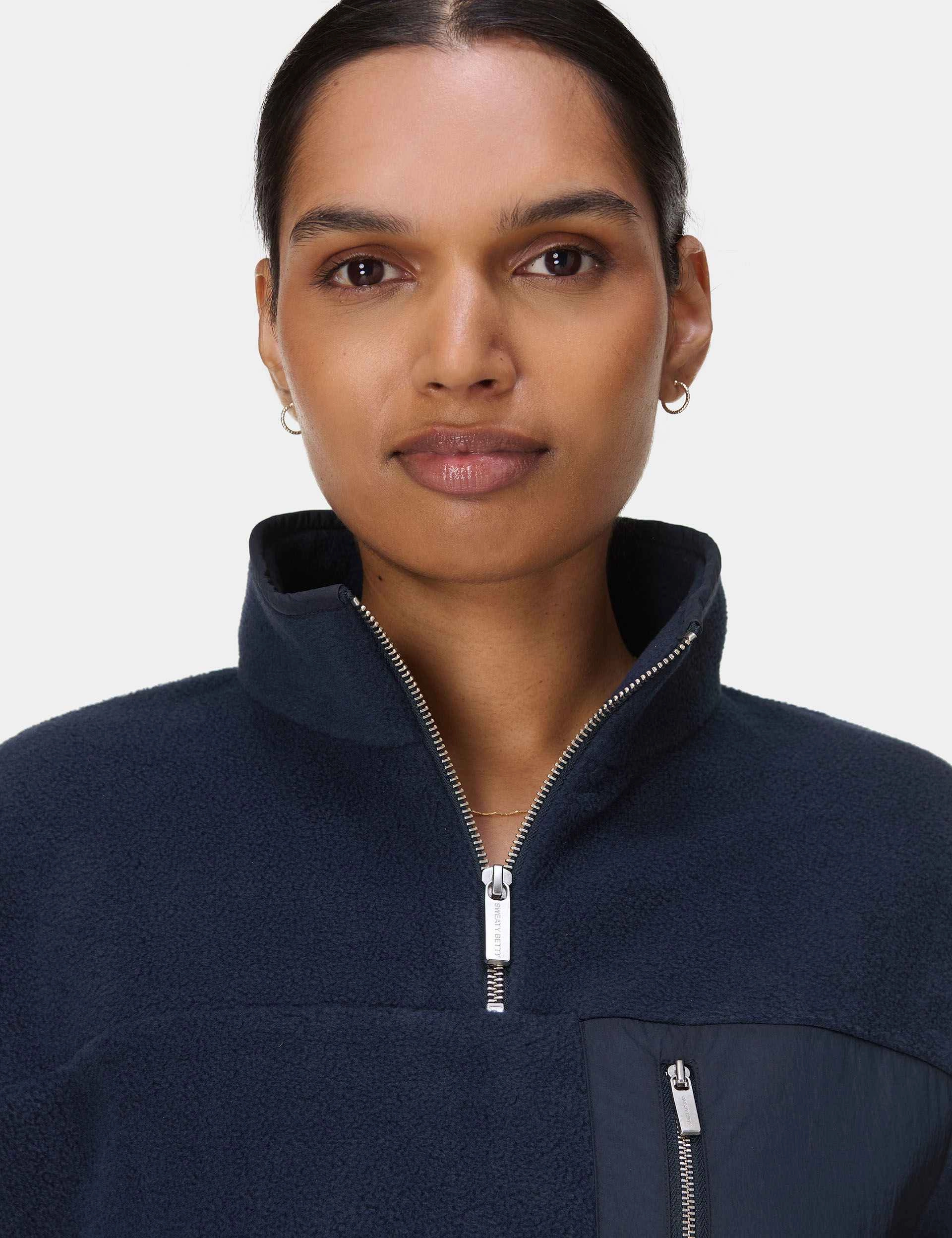 Mallow Half Zip Pullover - Navy Blue Flexible Apparel Glitter Glow