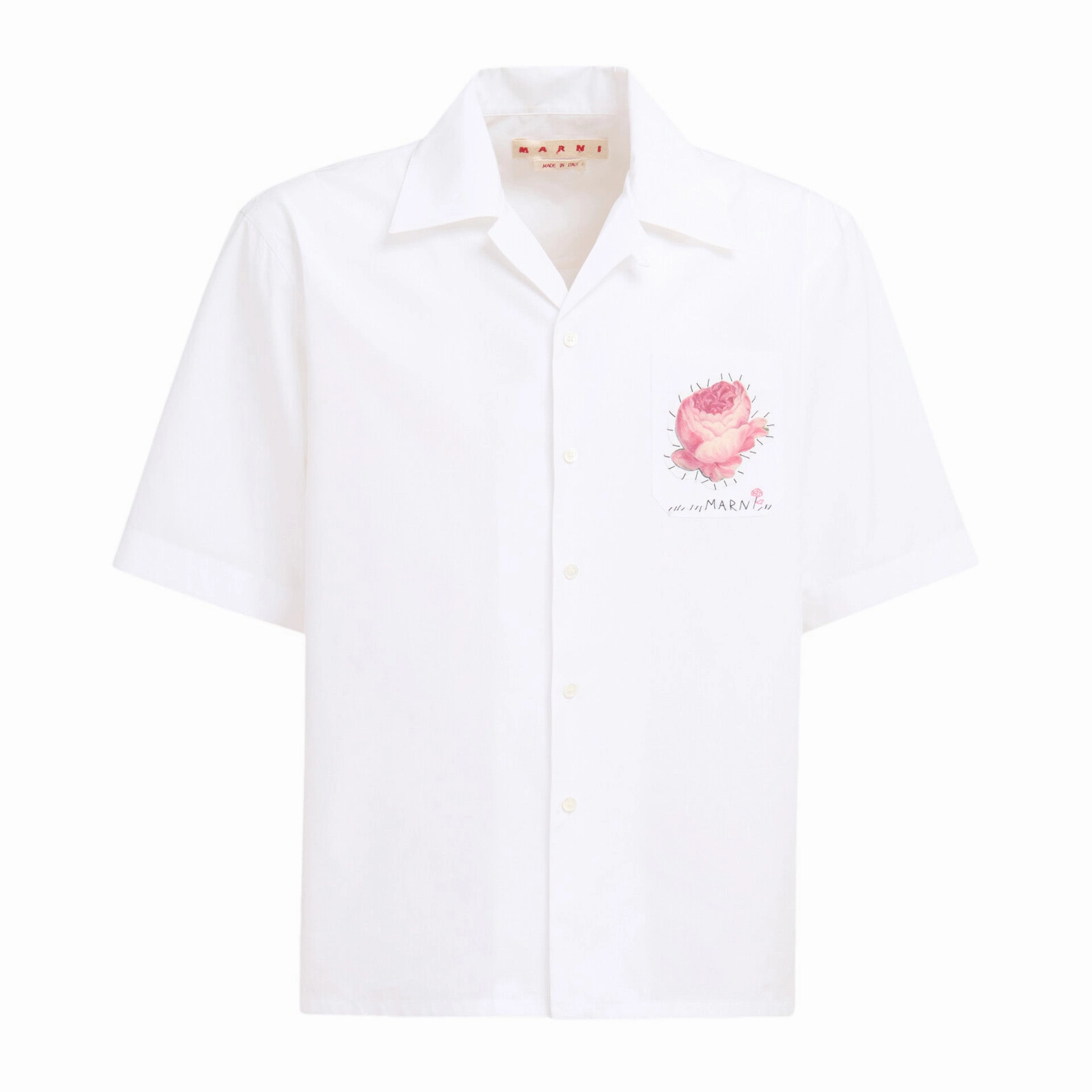 Marni Male Short-Sleeved Bowling Shirt 'White' Minimalist Aesthetic Breathable fabric