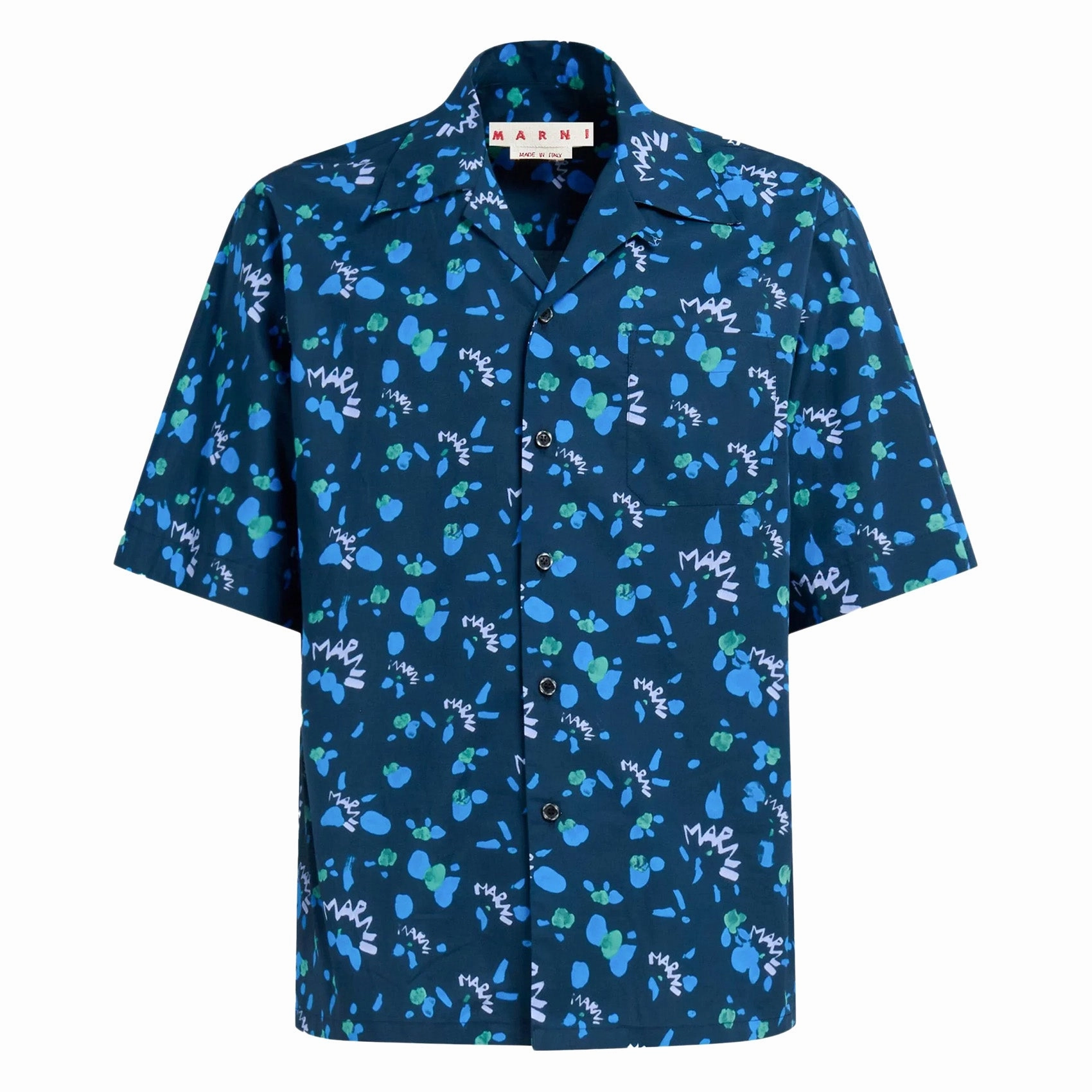 Marni Printed Short-Sleeved Bowling Shirt 'Blue' Resort Wear Work From Home