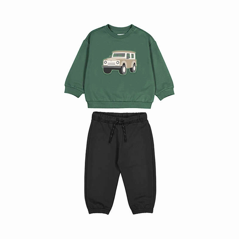 Easy care kids' outfits Mayoral 2pc Tracksuit - Fir Green Truck