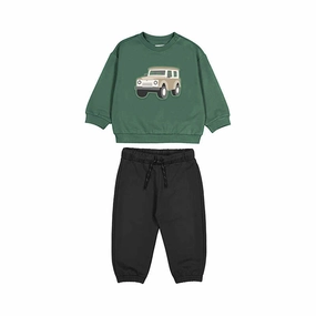 Easy care kids' outfits Mayoral 2pc Tracksuit - Fir Green Truck