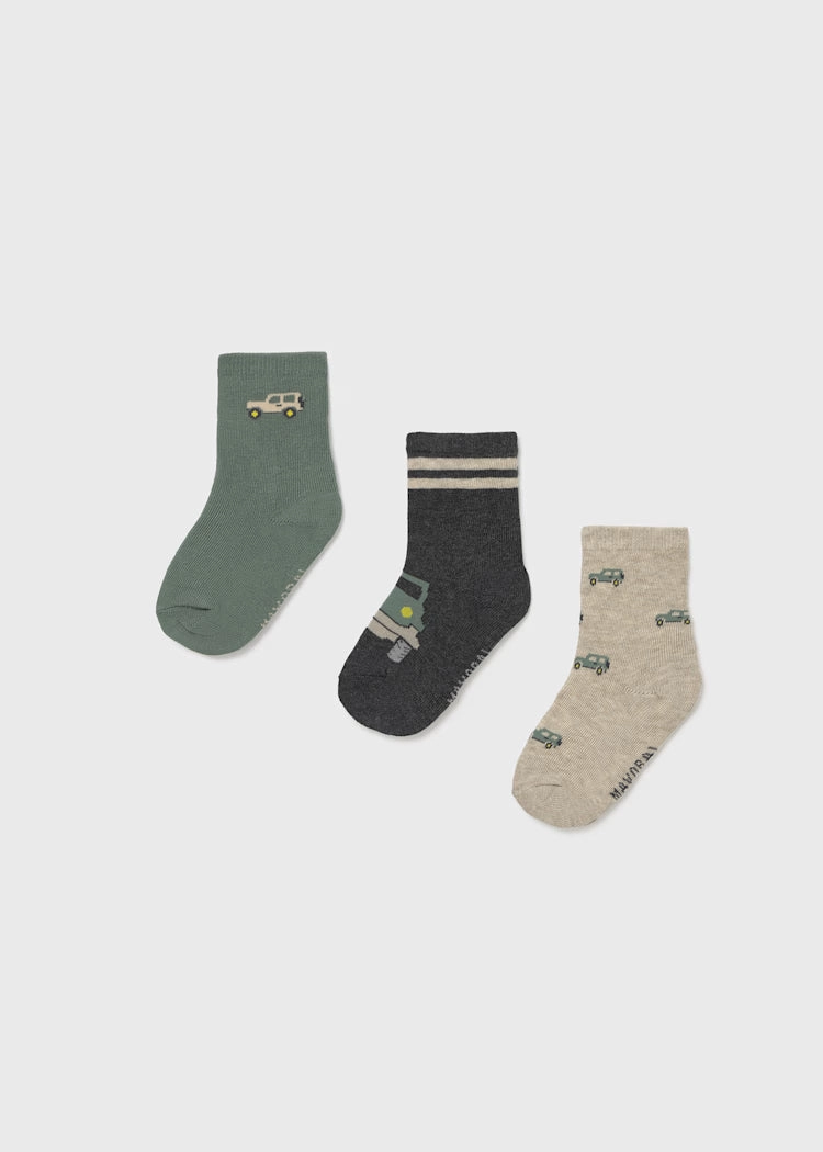 Party clothes for children Scout wear for children Mayoral 3 Pairs Sock Set - Fir Green Cars