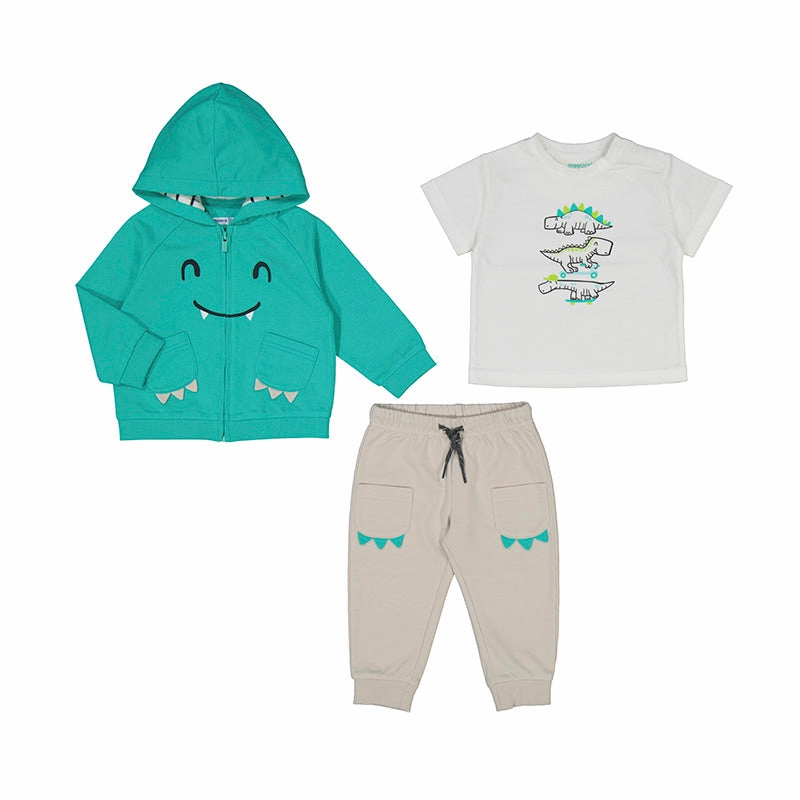 Mayoral 3 piece Tracksuit - Lake/Bone Dinosaurs Active Playful