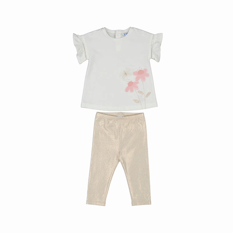 Unlined Mayoral Dressy Legging Set - Bone