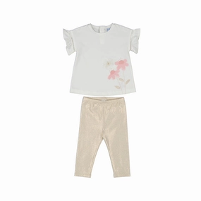 Gradient colored children's wear Mayoral Dressy Legging Set - Bone