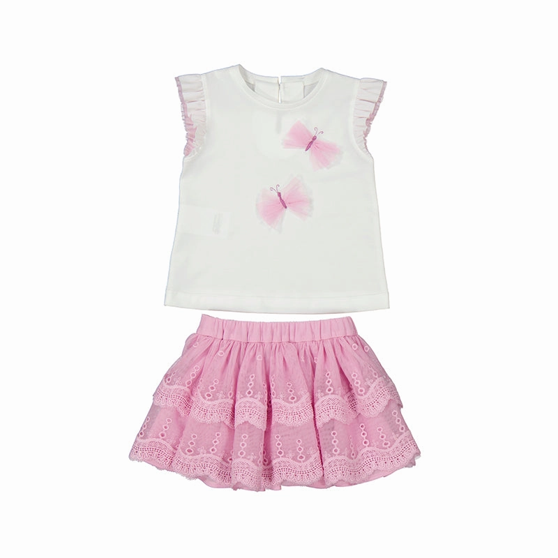 Beachwear for children Mayoral Embroidered Tulle Skirt Set - Mauve