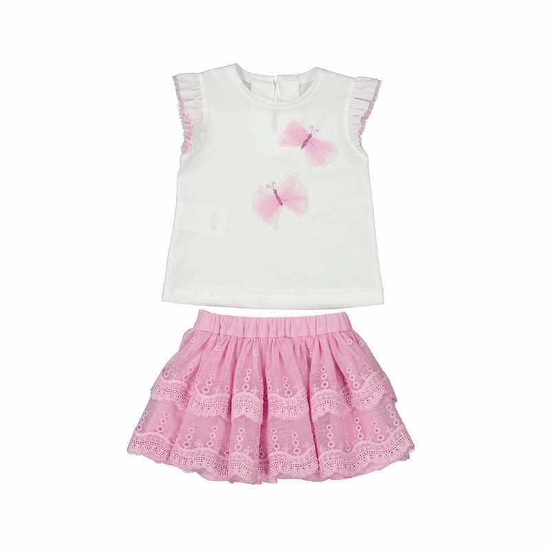 Mayoral Embroidered Tulle Skirt Set - Mauve Cycling wear for kids cute
