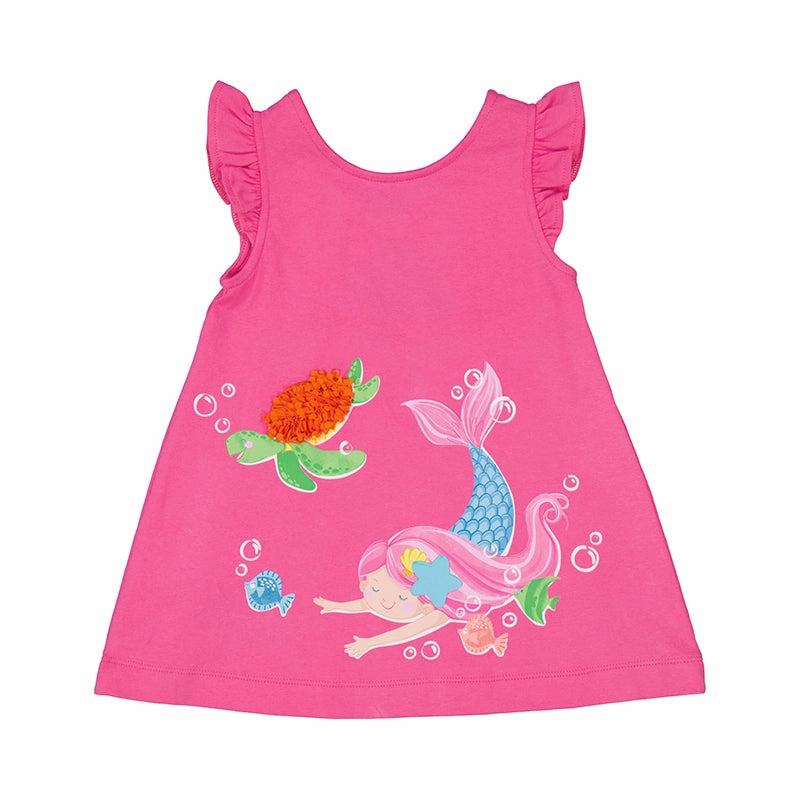 Faux fur kids' clothing Attractive Mayoral Printed Dress - Fuchsia Mermaid