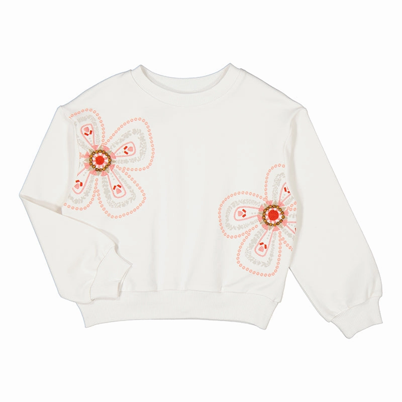 Mayoral Pullover Sweat Shirt - Bone White Flowers Adjustable kids' clothing
