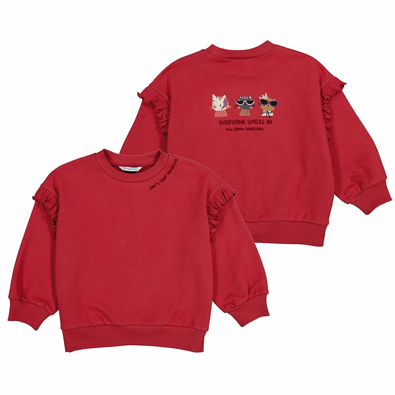 Relaxed - Fit Mayoral Ruffle Sleeve Pullover Shirt - Cherry