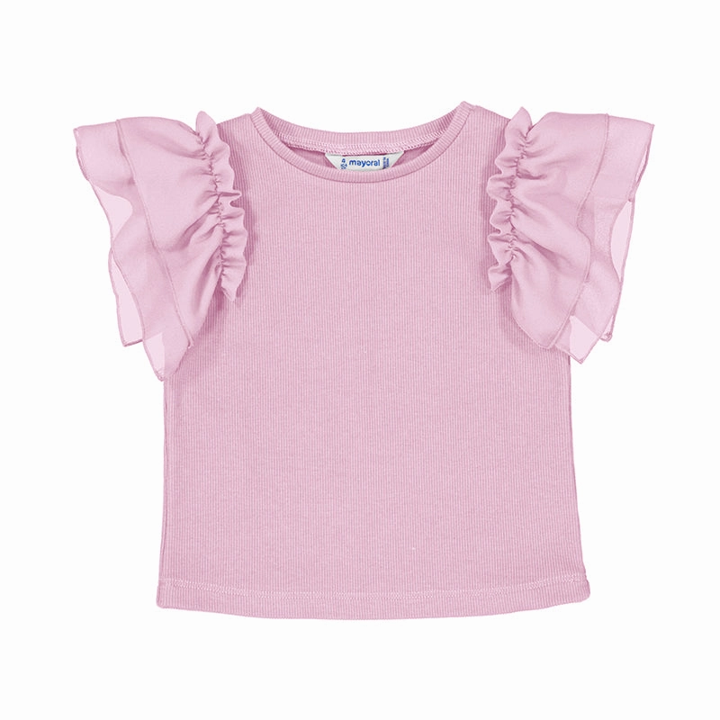 Mayoral Short SLeeve Shirt - Mauve Weekend wear for kids Yoga wear for children