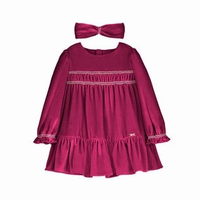 Mayoral Velvet Dress with Headband - Red Sleepwear for kids