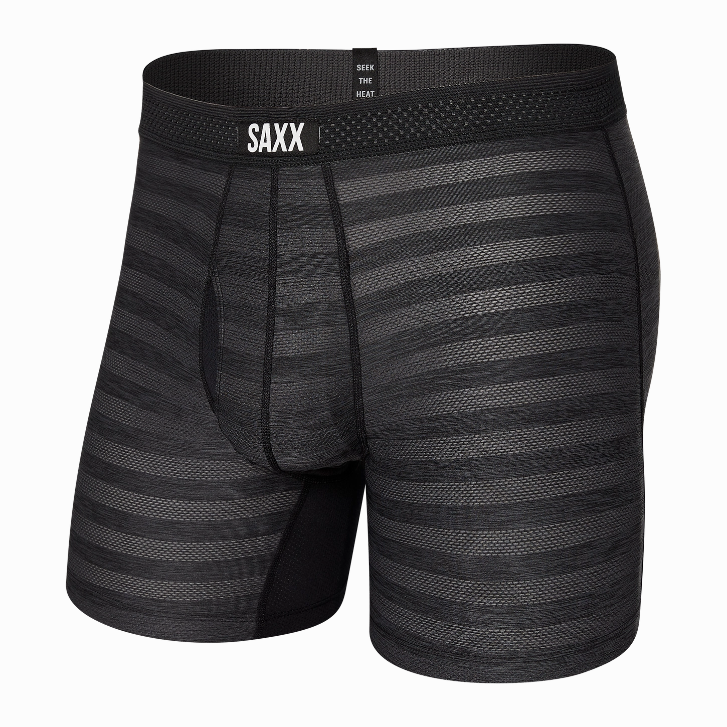 Gloss Glow Men's SAXX Hot Shot Boxer Brief Design: Black Heather