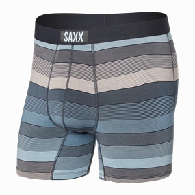 PillingResistant Men's SAXX Vibe Boxer Brief Pattern: Hazy Stripe- Washed Blue