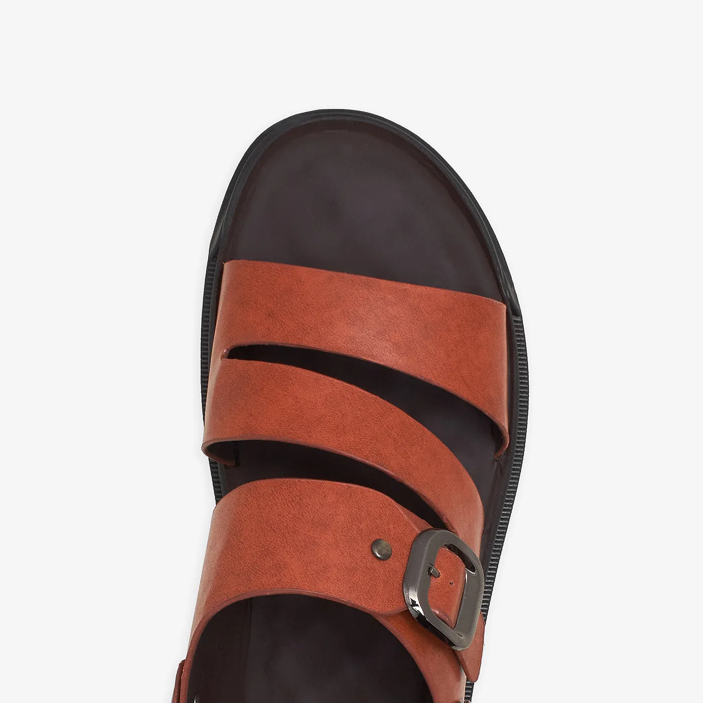 Non Slip Grip Pattern Men's Soft Buckled Sandals