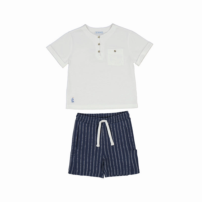 Tight Scout wear for children Mayoral Striped Short Set - Midnight