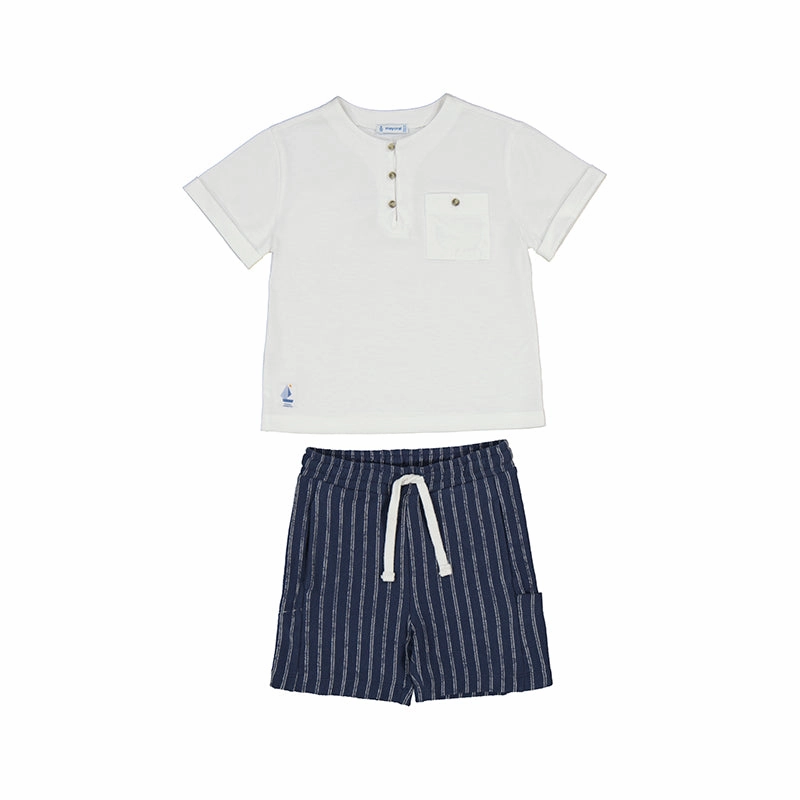 hypoallergenic Vacation wear for children Mayoral Striped Short Set - Midnight