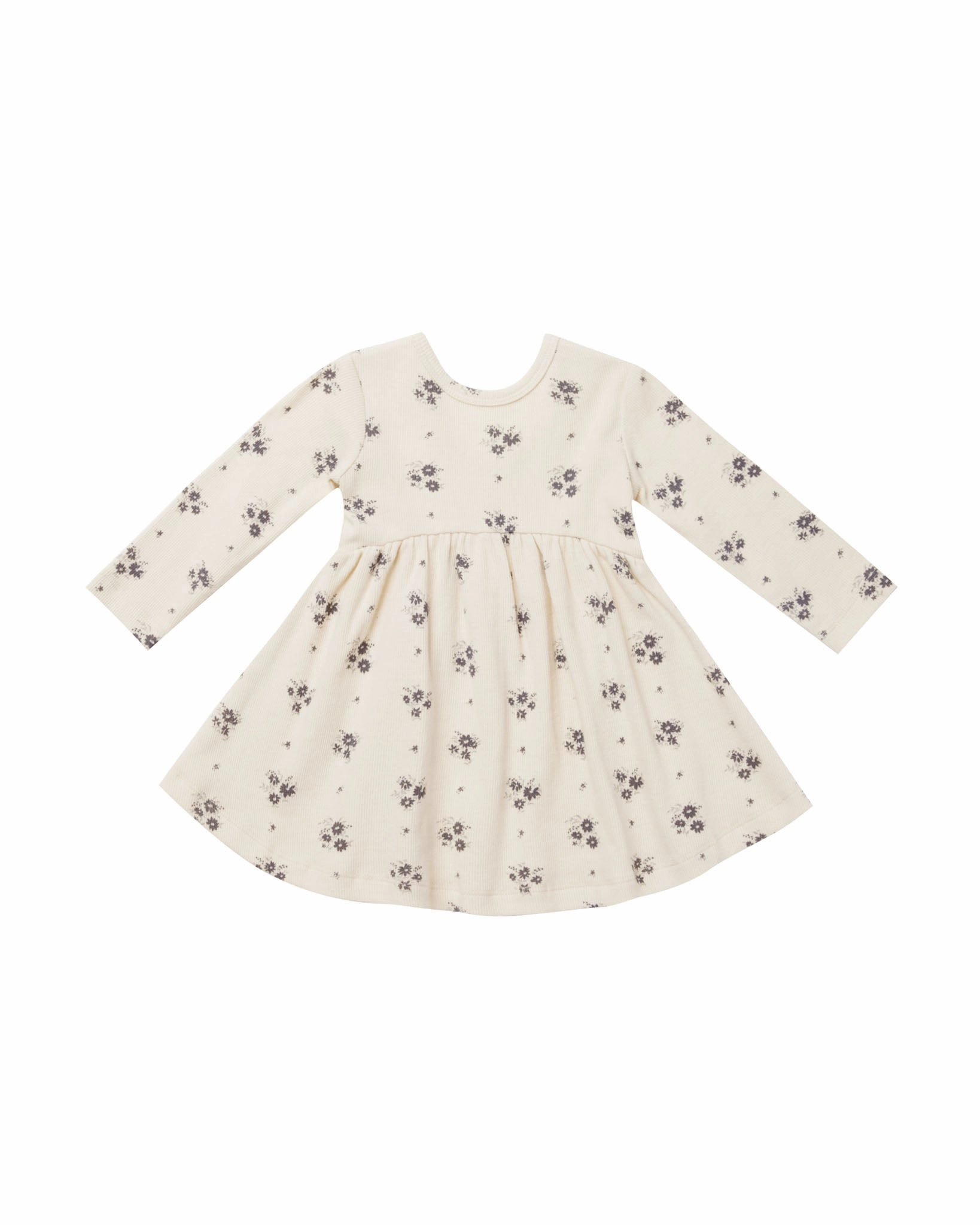 Quincy Mae Long Sleeve Ribbed Dress Set - Navy Ditsy Polyester blended kids' apparel