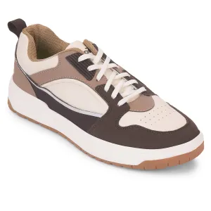 Leap7x Beige Casual Lacing Sneakers For Men LAPON-1E By Liberty High Rebound Insole Metallic accents