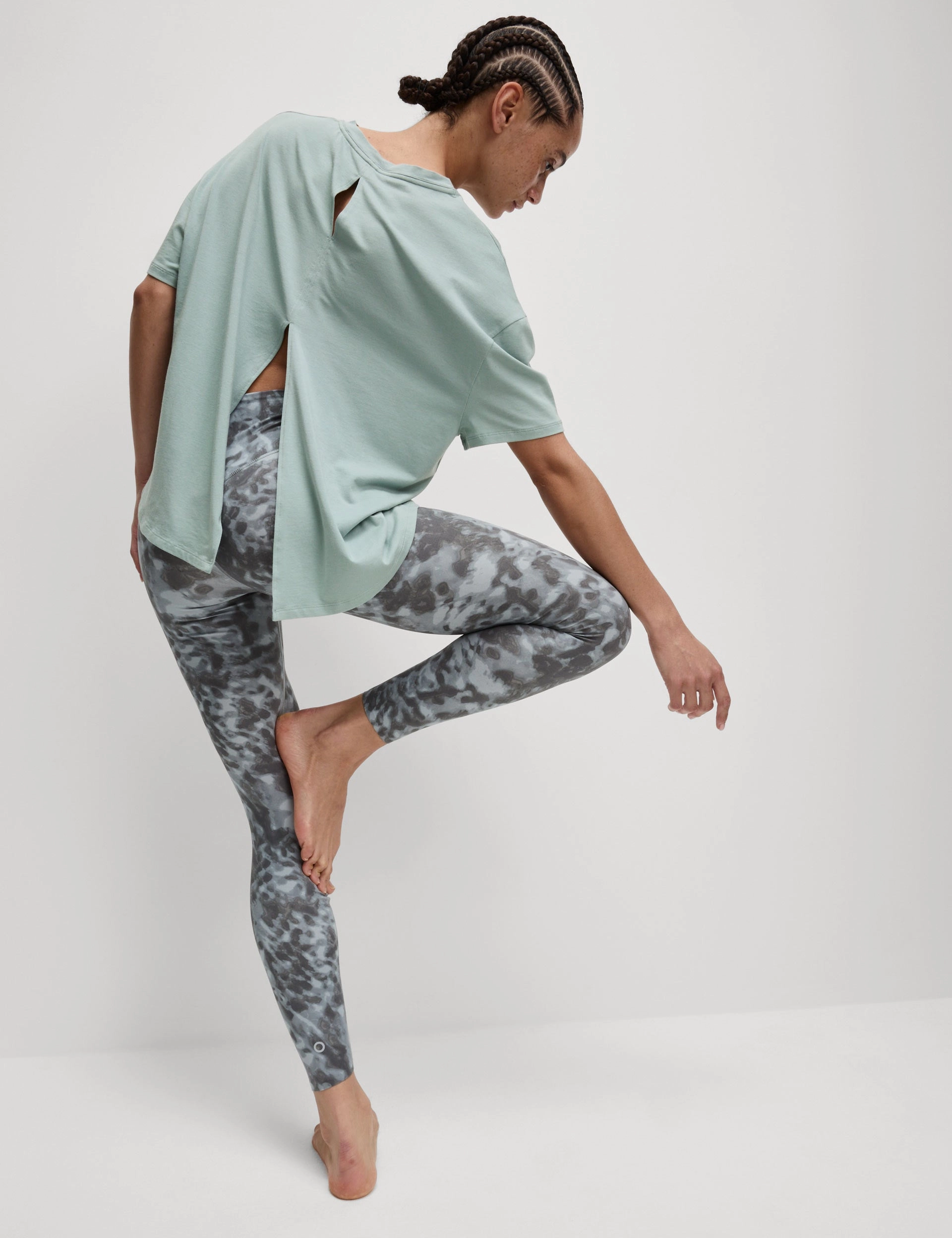 Modal Blend Lightweight Tie Back T-Shirt - Light Mint Durable Overlock Stitch