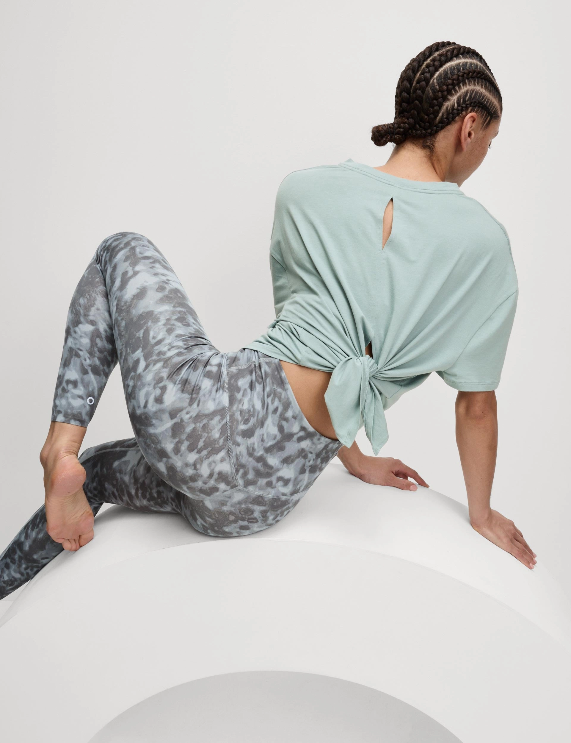 Tagless Collar DurableWeave Modal Blend Lightweight Tie Back T-Shirt - Light Mint