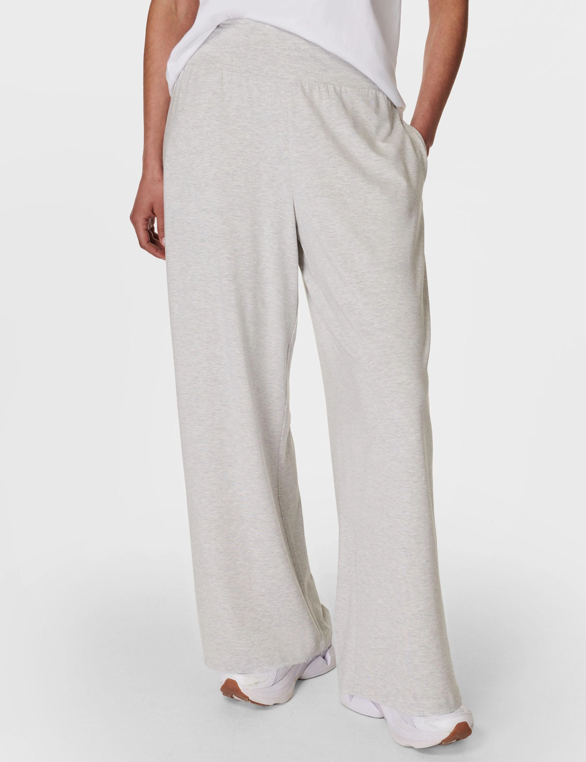 Modal Wide Leg Trousers - Light Grey Marl Tribal Soul
