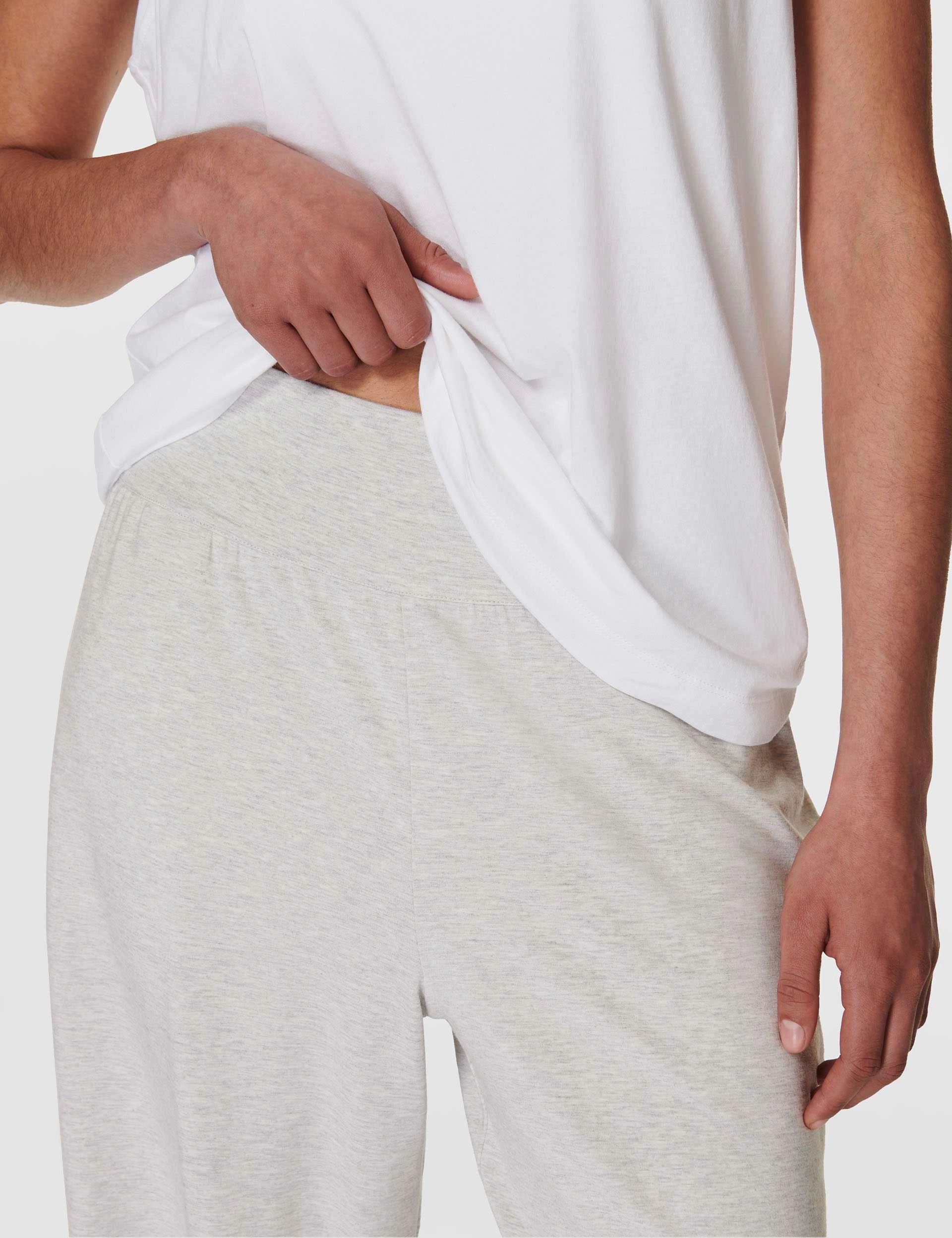 Power Vibe Modal Wide Leg Trousers - Light Grey Marl