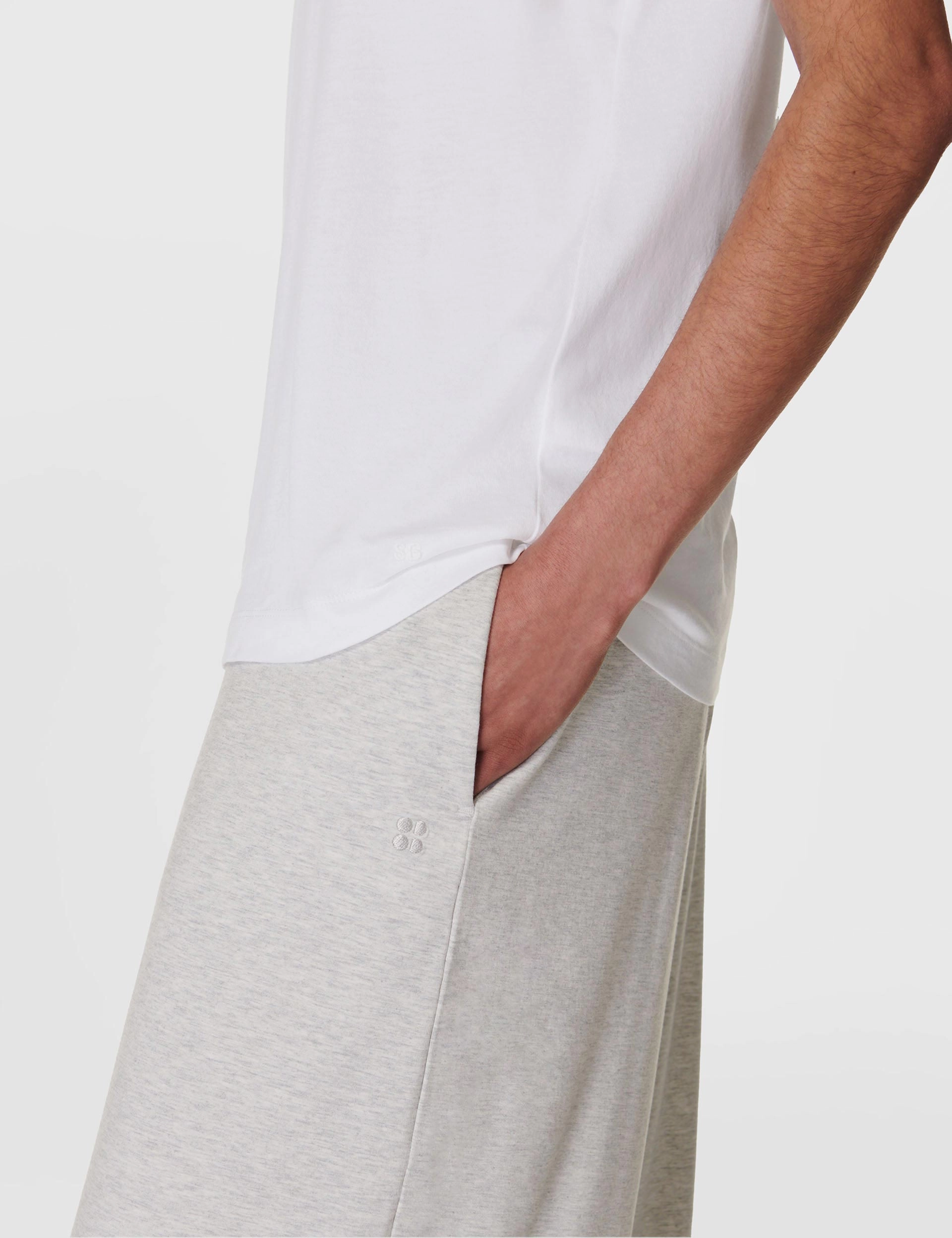 Modal Wide Leg Trousers - Light Grey Marl All weather Model Edge