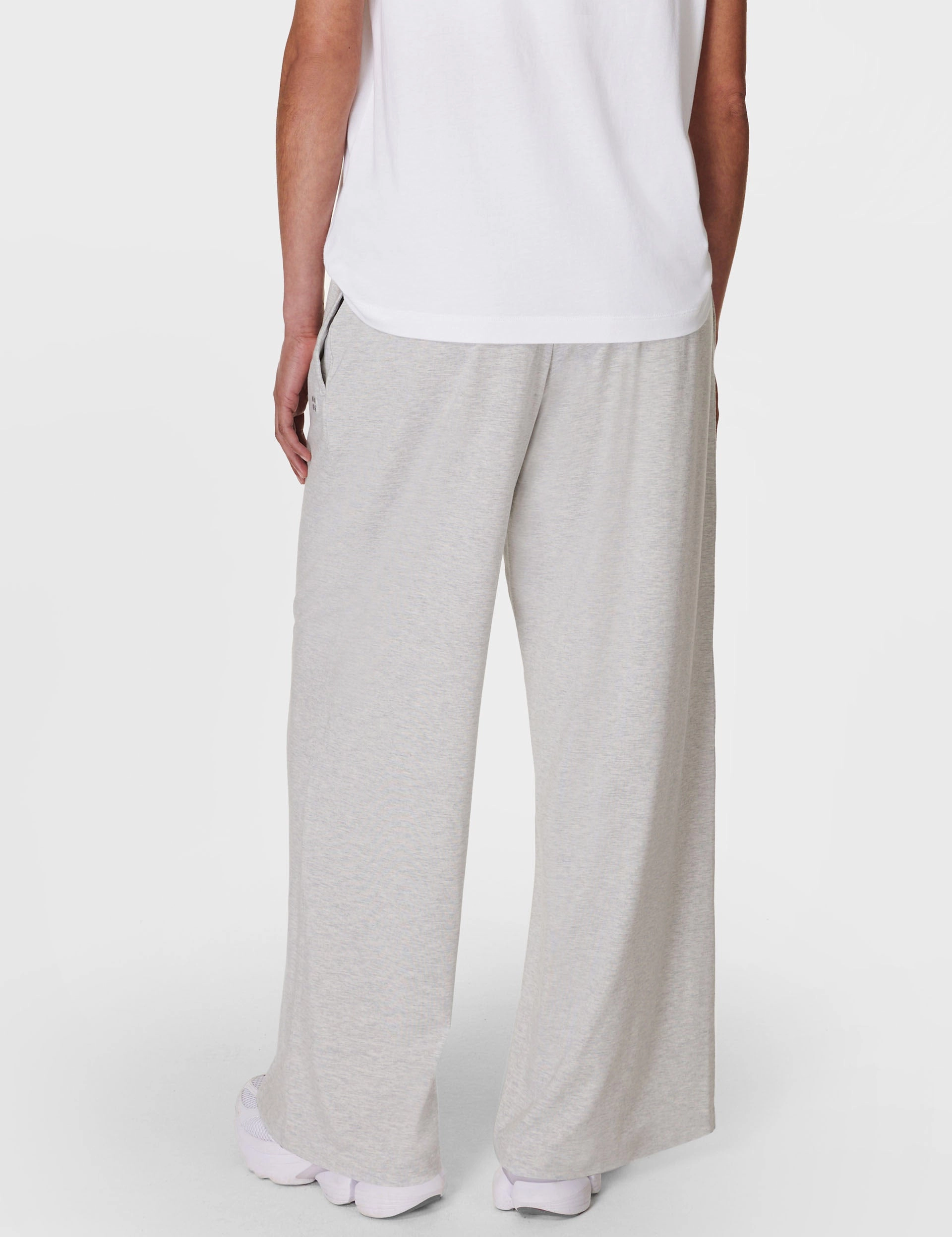 Modal Wide Leg Trousers - Light Grey Marl Recycled materials