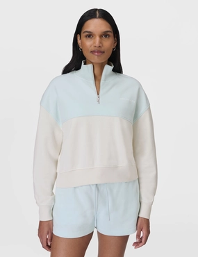 VersatileNeckline Revive Crop Half Zip - Day Break Blue Lily White