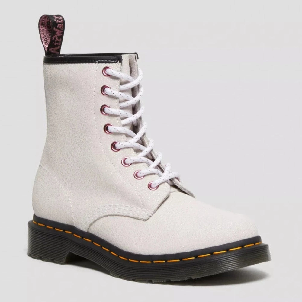 NoSlip Hem Sustainable Base Dr. Martens Women's 1460 - White Bejeweled