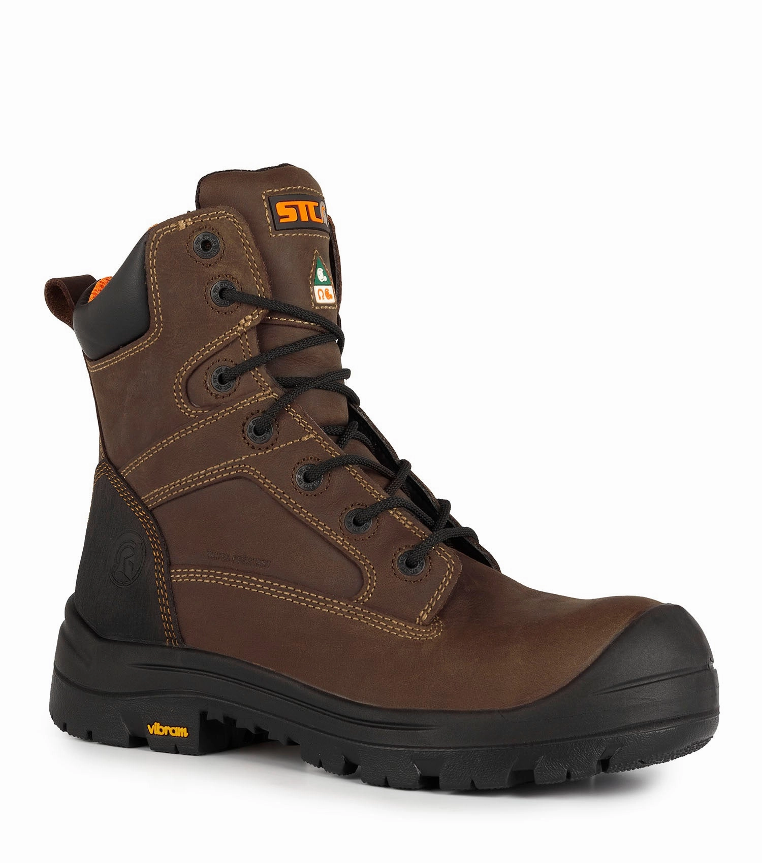 Morgan, Brown | 8" Leather Work Boots | Vibram TC4  Outsole rowing shoes