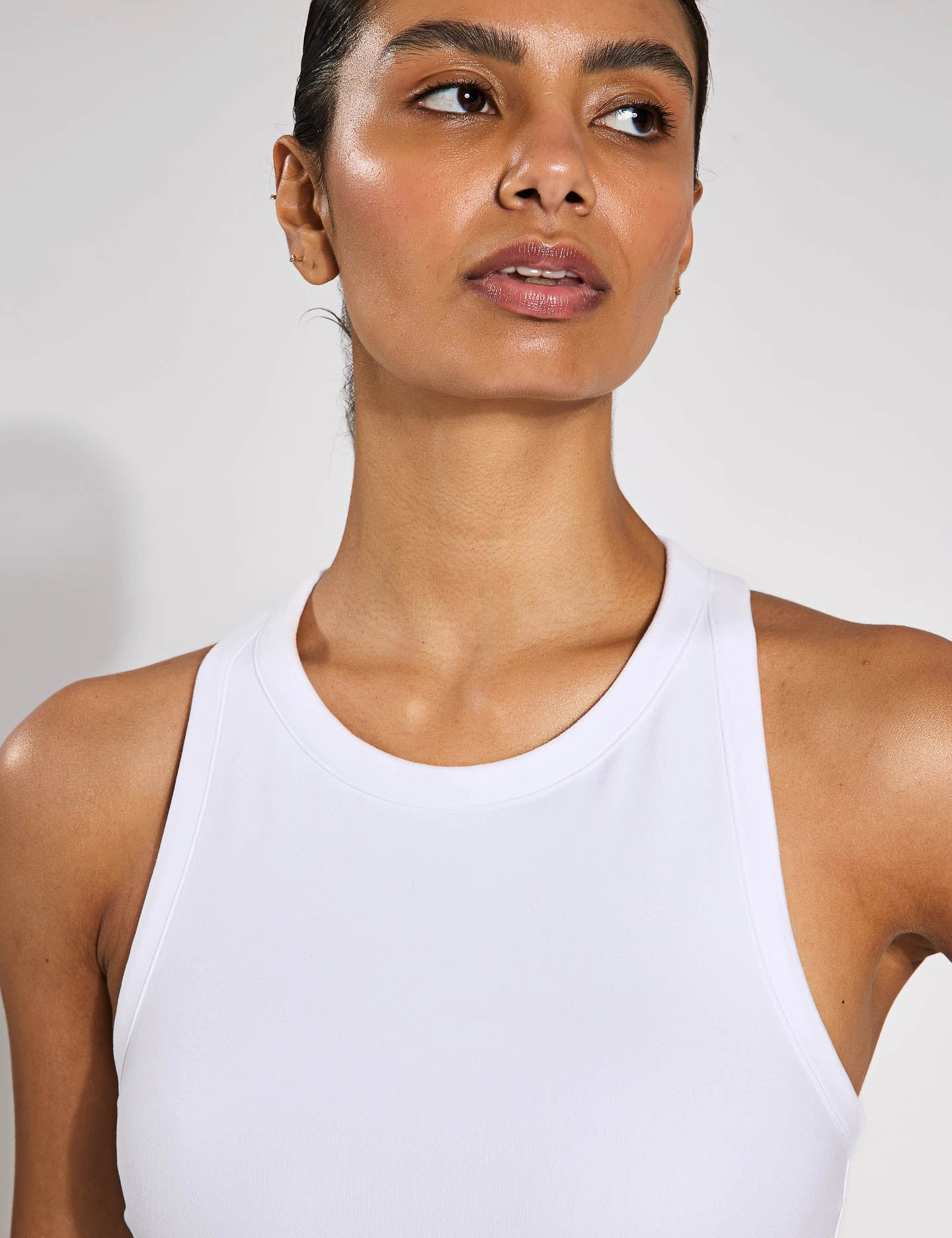 Motion High Neck Tank - White/Black Abrasion Resistant Fabric