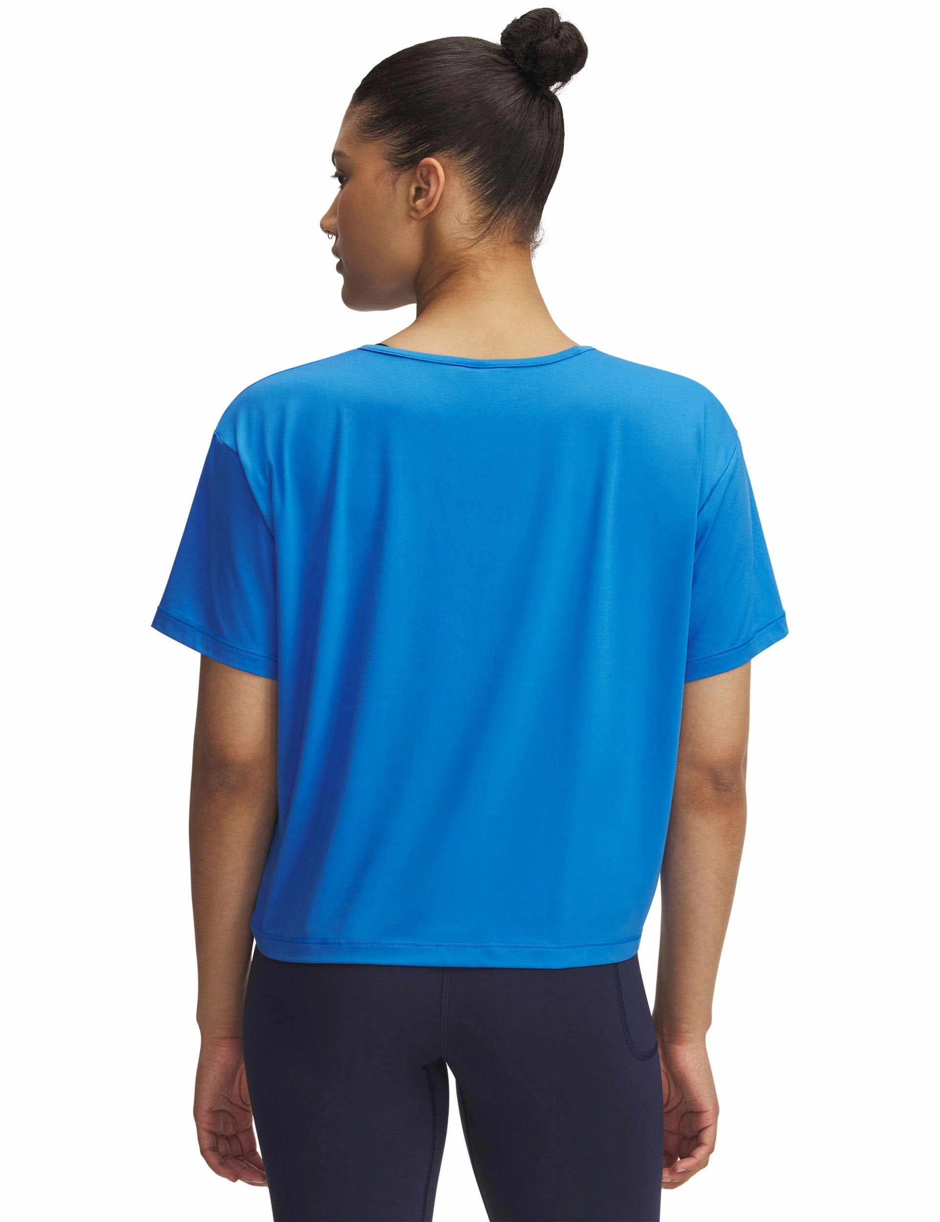 Quick Release Buttons Structured Shoulder Motion Short Sleeve - Blue Atlantis/White