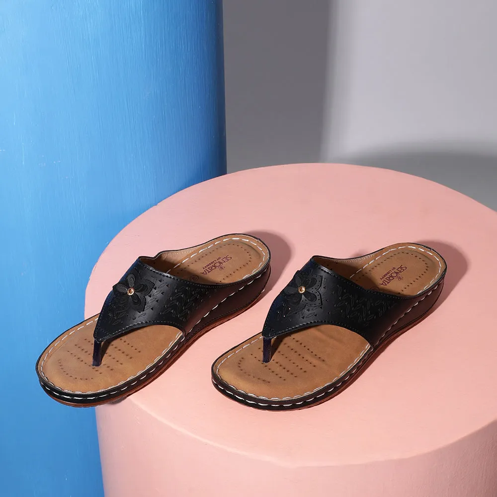 Senorita Casual Black Slipper For Women LAF-756 By Liberty Heel lockdown Breathable Layer