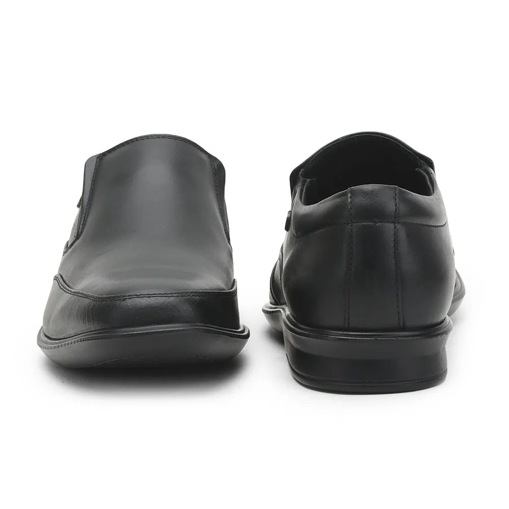 nylon plate Fortune Formal Non Lacing Shoes For Men (Black) LUCIO-503 By Liberty