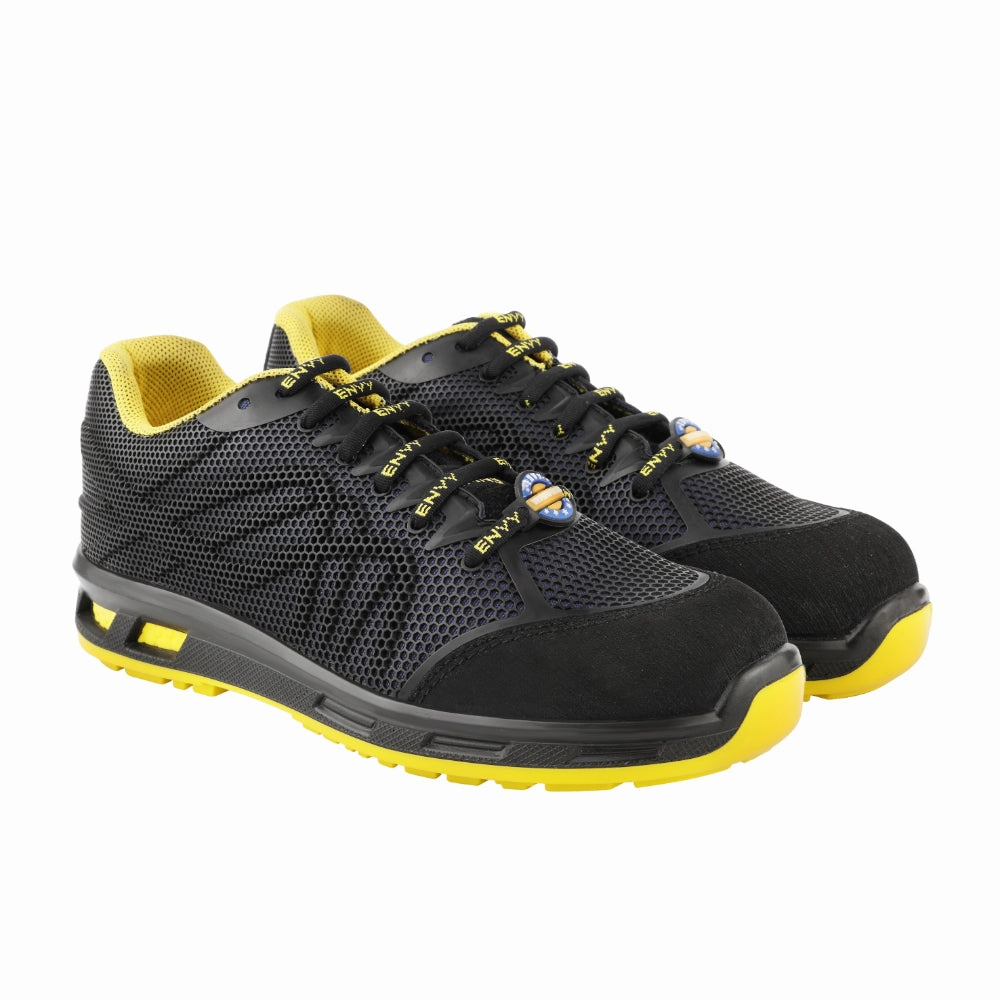 Dynamic Impact Zones casual - runner shoes Warrior Black & Yellow Genuine Leather Fiber Glass Toe Safety Shoes for Men CYGNUS By Liberty