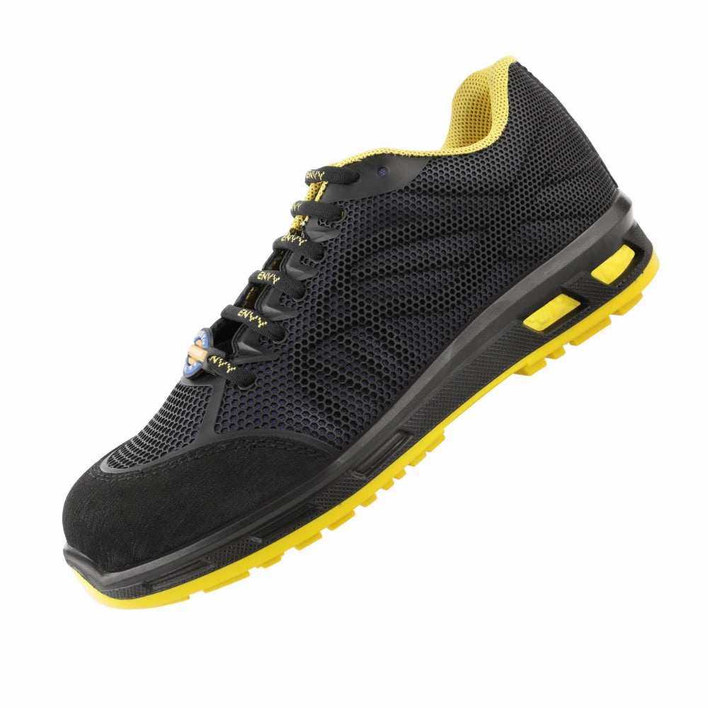 Shear Reduction Layer maximalist - style shoes Warrior Black & Yellow Genuine Leather Fiber Glass Toe Safety Shoes for Men CYGNUS By Liberty