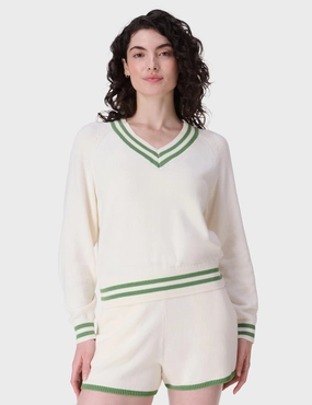 Off Court V-Neck Jumper - Lily White Reinforced Stitching