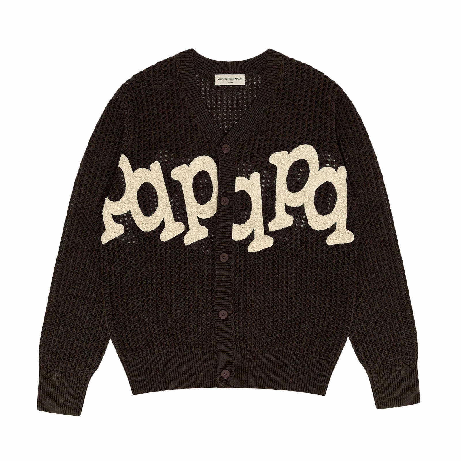 Museum Of Peace And Quiet Etched Crochet Cardigan 'Brown' ReinforcedKnees Casual Fashion