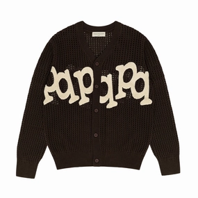 Museum Of Peace And Quiet Etched Crochet Cardigan 'Brown' ReflectiveDetails