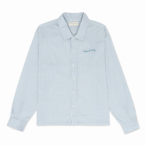 Art Glow Museum Of Peace And Quiet Wordmark Poplin Button-Up 'Baby Blue'