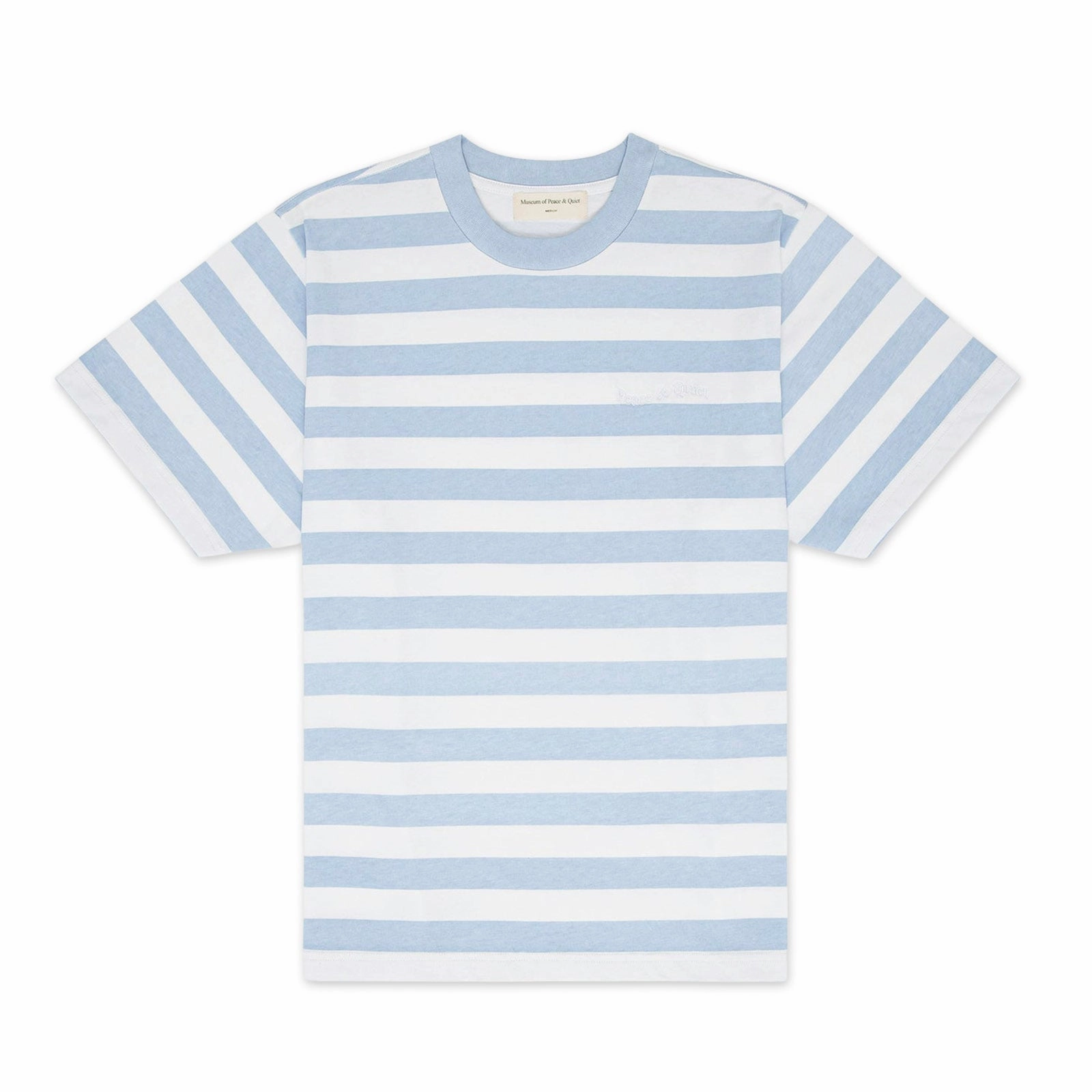 Museum Of Peace And Quiet Wordmark Striped T-Shirt 'Baby Blue' Shine Fit