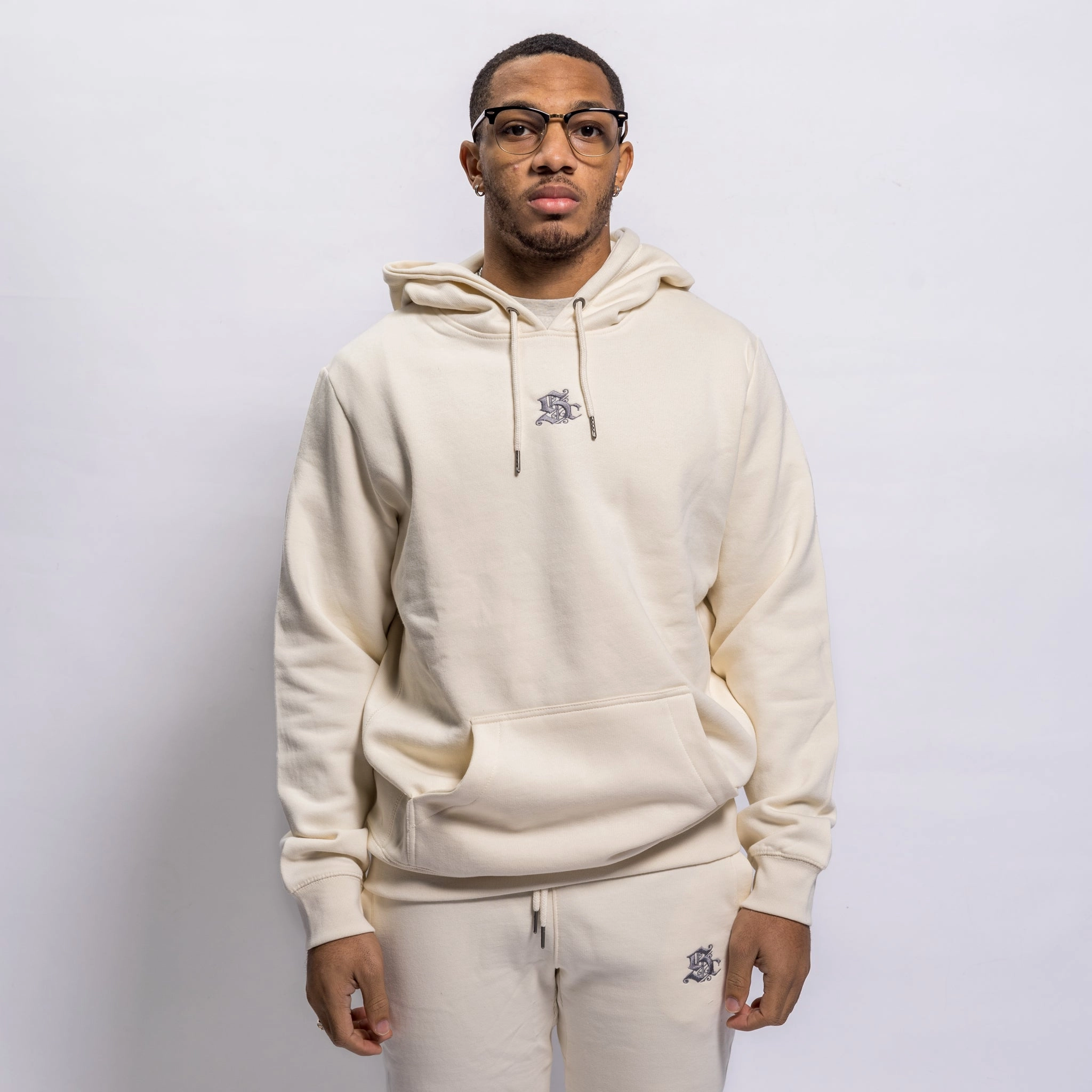 Two Way Zipper Sparkly details Sole Classics Essential Sc Logo Hoodie 'Natural'