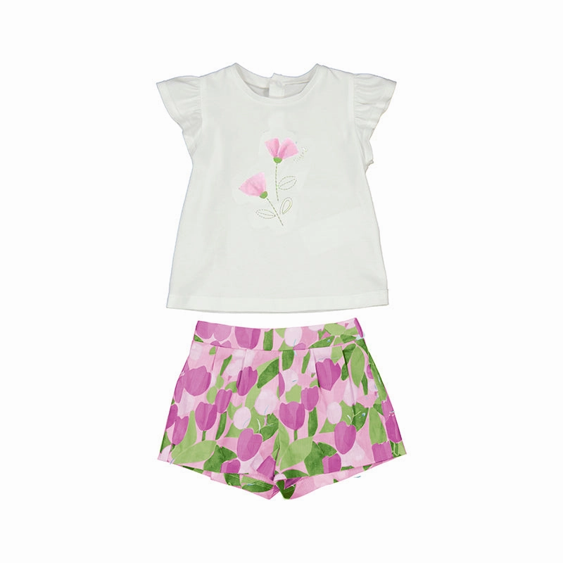 Mayoral Printed Shorts Set - Mauve Retro Party