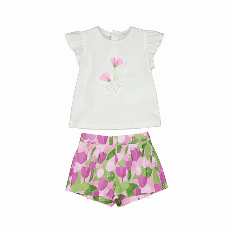 Mayoral Printed Shorts Set - Mauve Laced