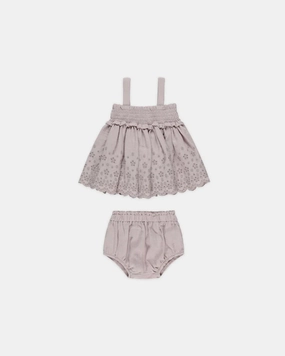 Quincy Mae Mae Smocked Top & Bloomer Set - Lavender Artsy