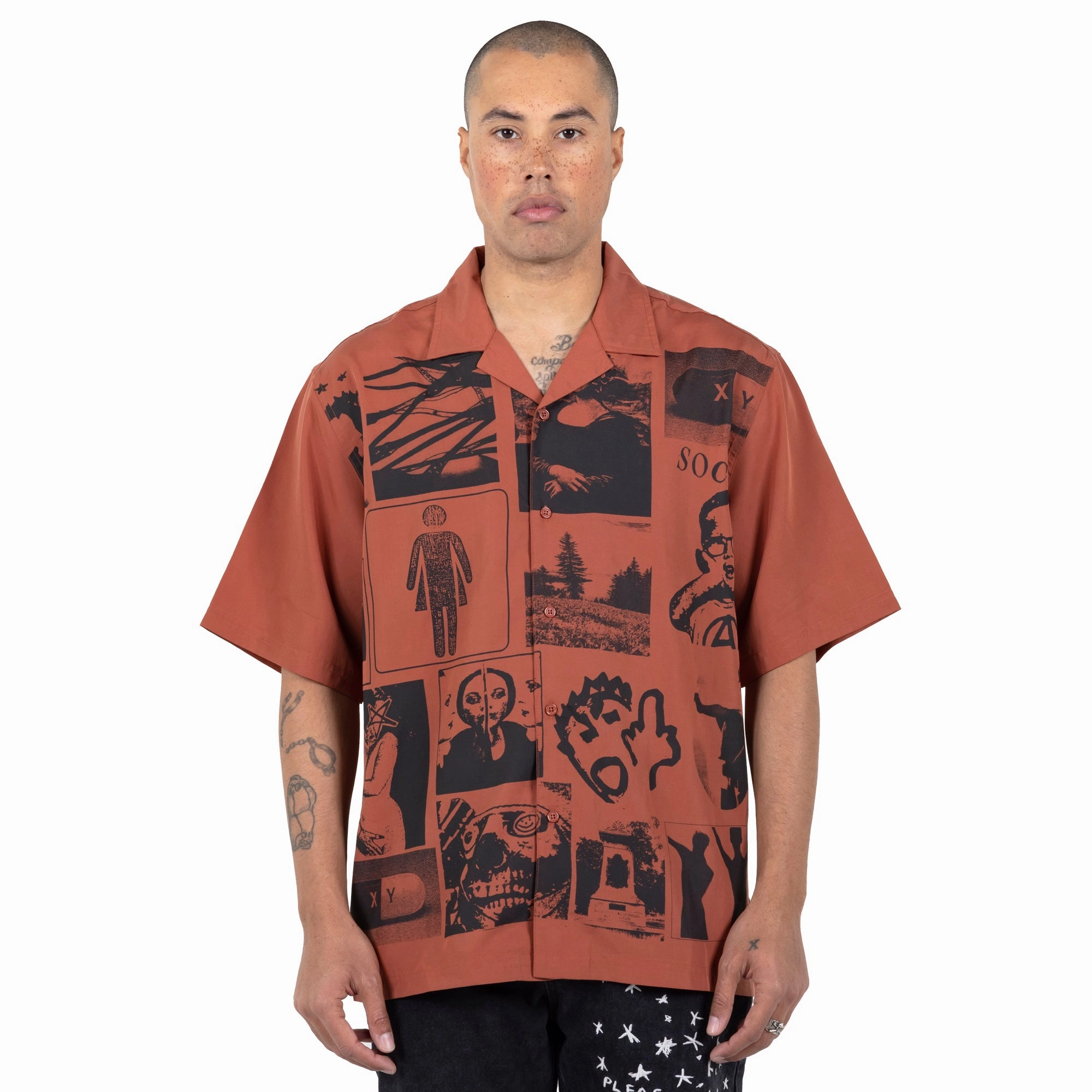 Pleasures Choices Camp Collar Button Down 'Orange' loose fitting