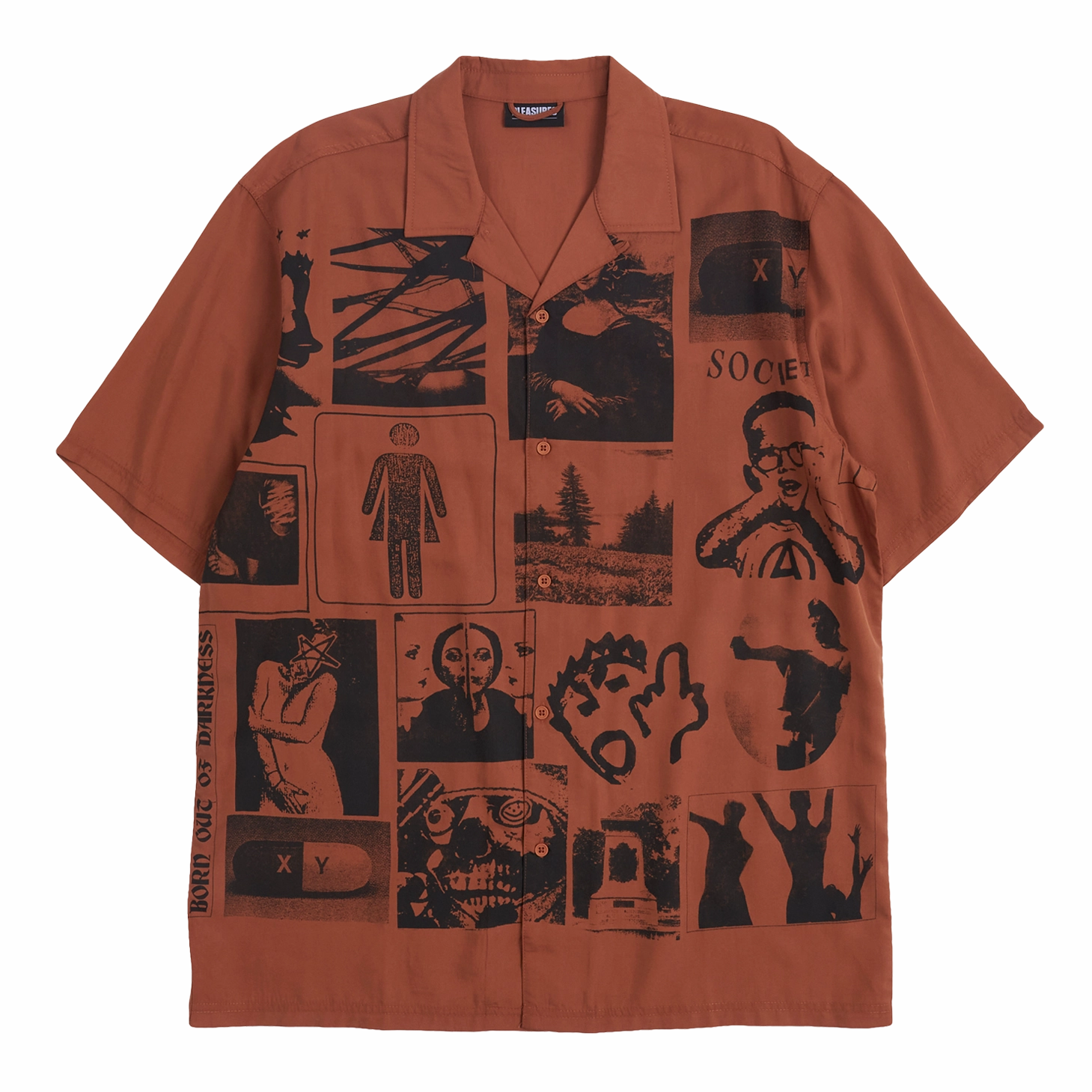 Pleasures Choices Camp Collar Button Down 'Orange' Pocket Design Bohemian freedom