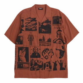 Pleasures Choices Camp Collar Button Down 'Orange' Pocket Design Bohemian freedom